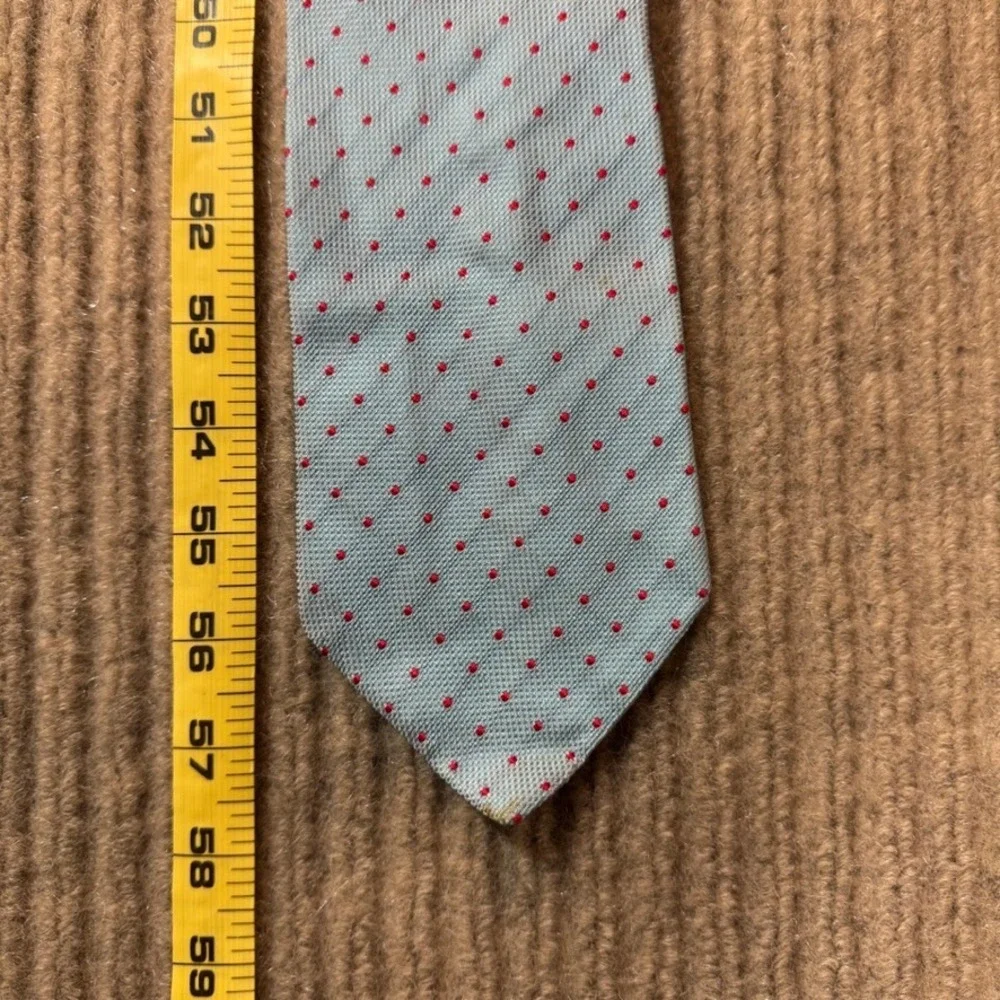 Banana Republic Mens Silk Tie Light Blue Red Polka Dot Made in Italy Business